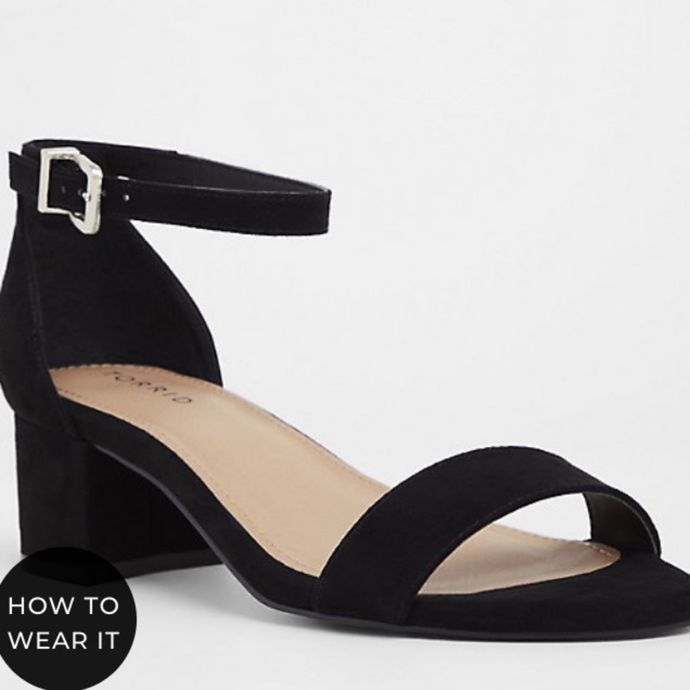 Black wide block heels